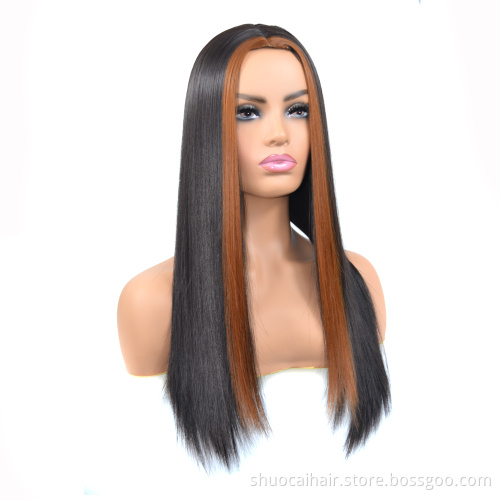 Color Long 18inch Hair Bone Perruque Straight Wig Hair High Quality Synthetic Hair Best Price Best Product Women Long Bob